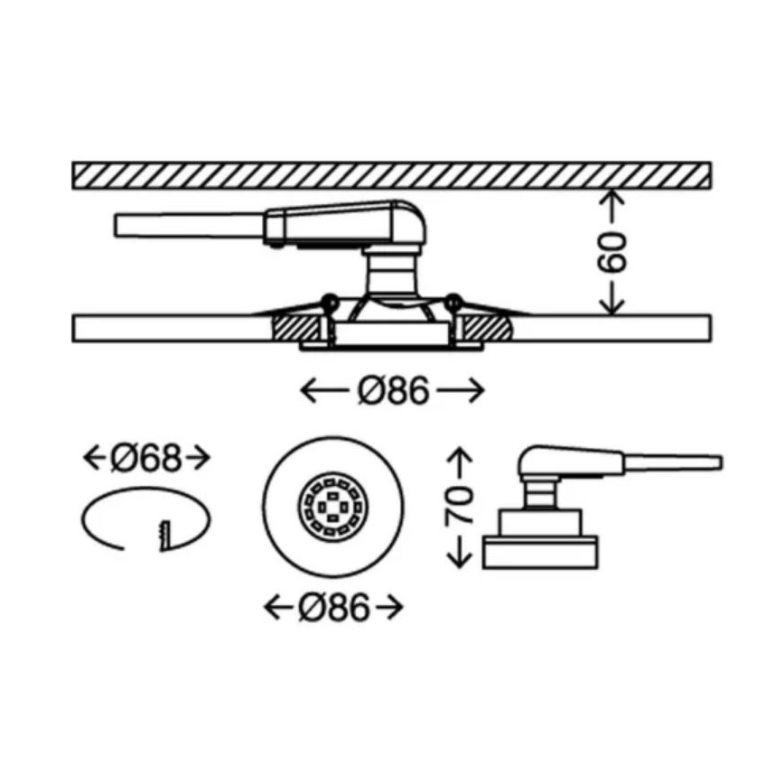 Briloner 7277-038 - SET 3x LED Zatemnitvena kopalniška vgradna svetilka 1xGU10/5W/230V IP23