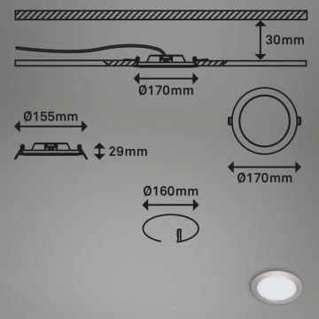 Briloner 7286-012 - LED Kopalniška vgradna svetilka LED/12W/230V IP44