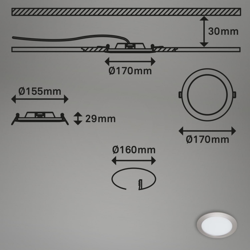 Briloner 7286-012 - LED Kopalniška vgradna svetilka LED/12W/230V IP44