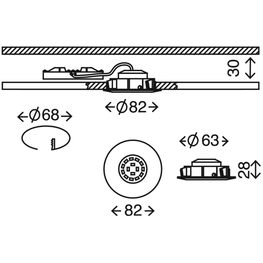 Briloner 7296-012 - LED Zatemnitvena kopalniška vgradna svetilka ATTACH LED/6,5W/230V IP23 krom