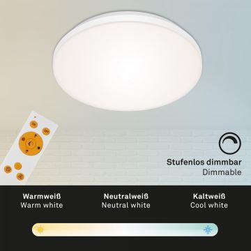 Briloner 7377-016 - LED Zatemnitvena stropna svetilka LED/12W/230V 3000-6500K + Daljinski upravljalnik