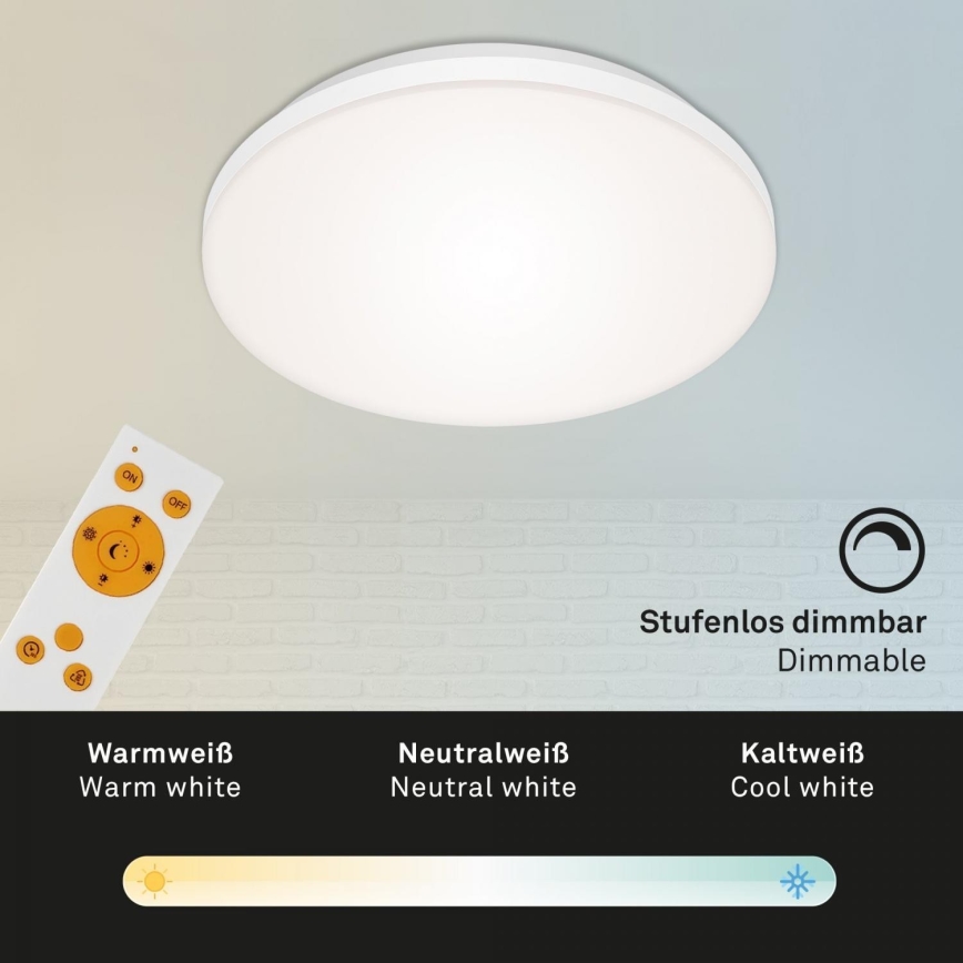 Briloner 7377-016 - LED Zatemnitvena stropna svetilka LED/12W/230V 3000-6500K + Daljinski upravljalnik