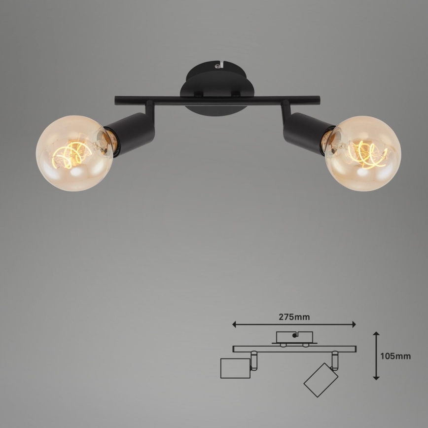 Briloner 10104890 - Reflektor 2xE27/60W/230V črna