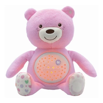 Chicco - Projektor z melodijo BABY BEAR 3xAAA roza