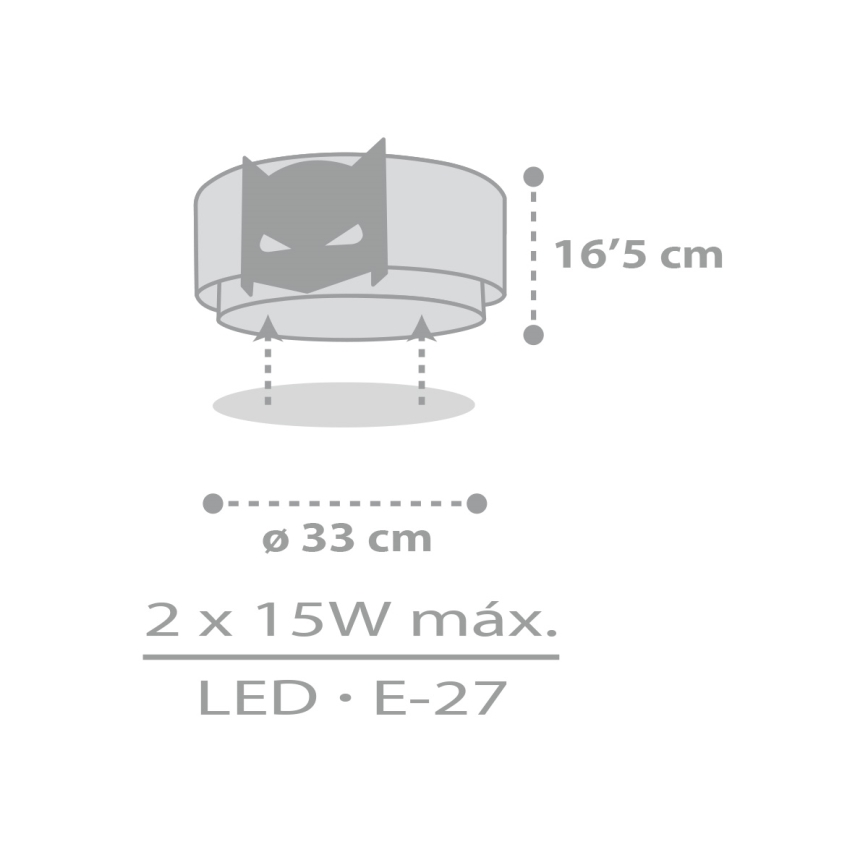 Dalber 61806 - Otroška stropna svetilka DARK HERO 2xE27/15W/230V