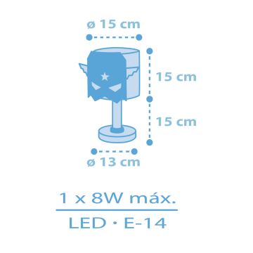 Dalber 61811 - Otroška lučka MODRA HERO 1xE14/8W/230V