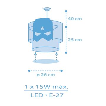 Dalber 61812 - Otroški lestenec MODRA HERO 1xE27/15W/230V