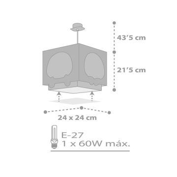 Dalber 63162T - Otroški lestenec PANDA 1xE27/60W/230V moder