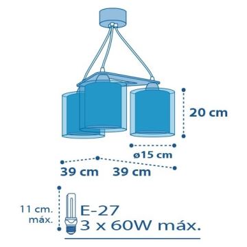 Dalber D-41344 - Otroški lestenec PLANETS 3xE27/60W/230V