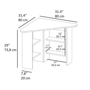 Delovna miza CORNER 73,8x80 cm bela