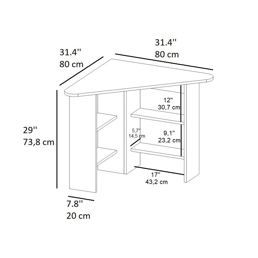 Delovna miza CORNER 73,8x80 cm bela