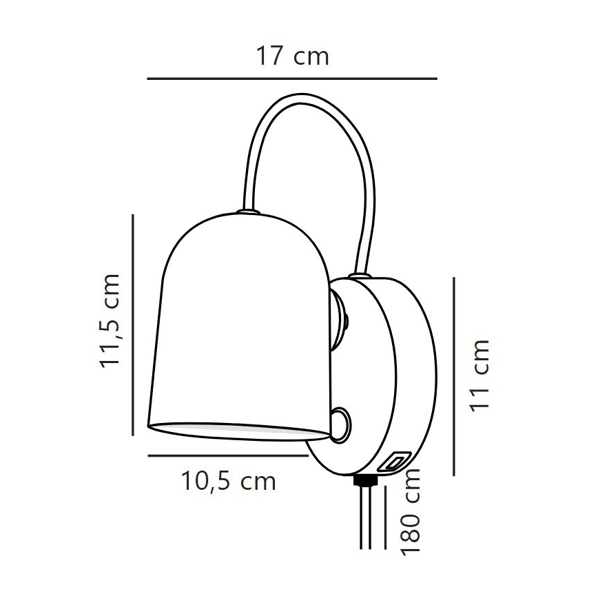 DFTP by Nordlux - Stenski reflektor z USB priključkom ANGLE 1xGU10/25W/230V bela