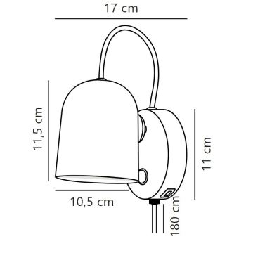 DFTP by Nordlux - Stenski reflektor z USB port ANGLE 1xGU10/25W/230V črna