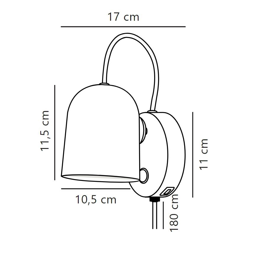 DFTP by Nordlux - Stenski reflektor z USB port ANGLE 1xGU10/25W/230V črna