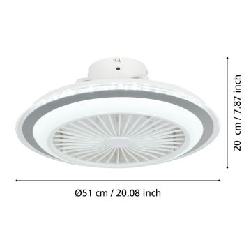 Eglo - LED Zatemnitveni stropni ventilator LED/25,5W/230V bela/siva 2700-6500K + Daljinski upravljalnik