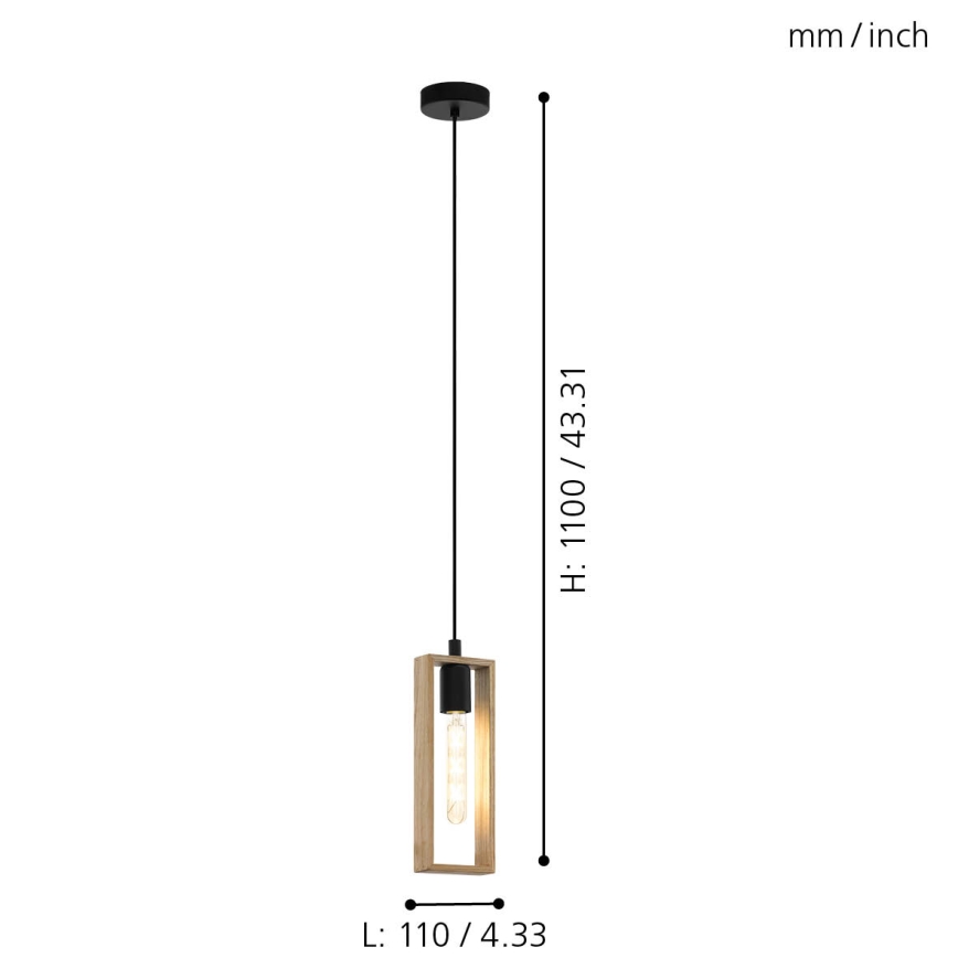 Eglo - Lestenec na vrvici 1xE27/60W/230V - FSC certifikat