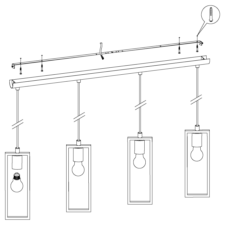 Eglo - Lestenec na vrvici 4xE27/60W/230V - FSC certifikat