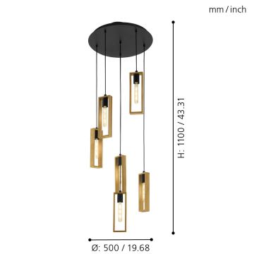 Eglo - Lestenec na vrvici 6xE27/60W/230V - FSC certifikat