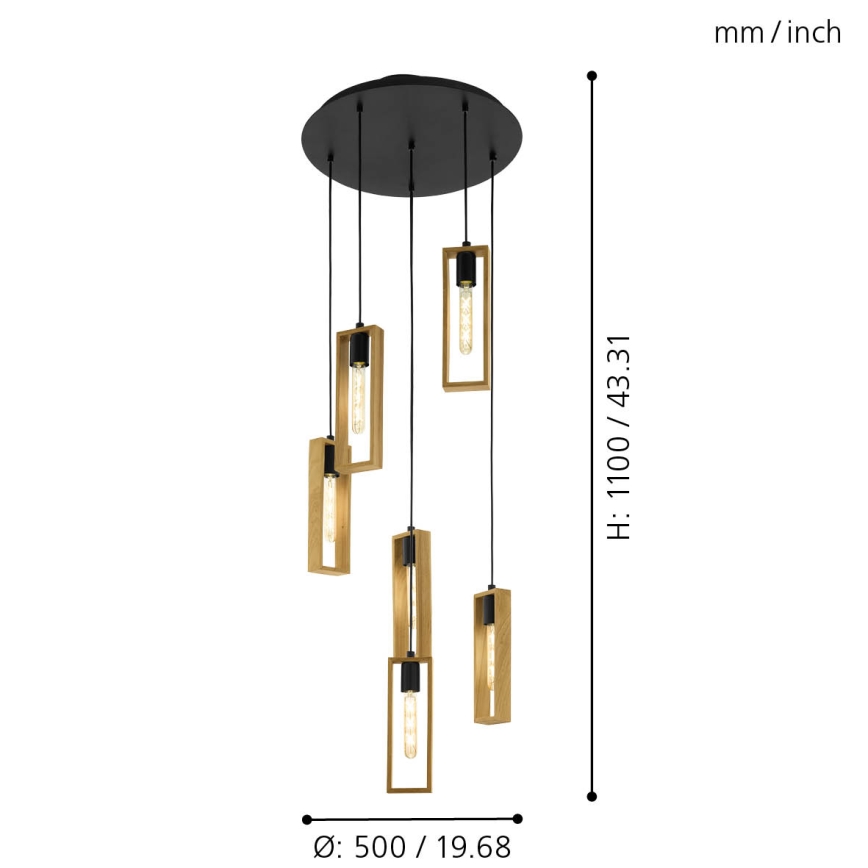 Eglo - Lestenec na vrvici 6xE27/60W/230V - FSC certifikat