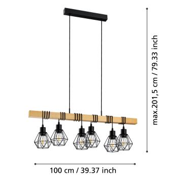 Eglo - Lestenec na vrvici 6xE27/60W/230V - FSC certifikat