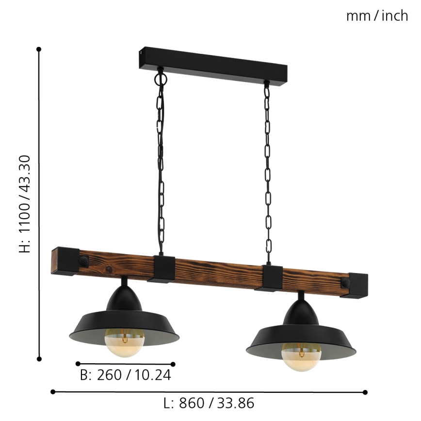 Eglo - Lestenec na verigi 2xE27/60W/230V - FSC certifikat