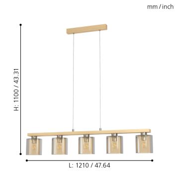 Eglo - Lestenec na vrvici 5xE27/28W/230V - FSC certifikat