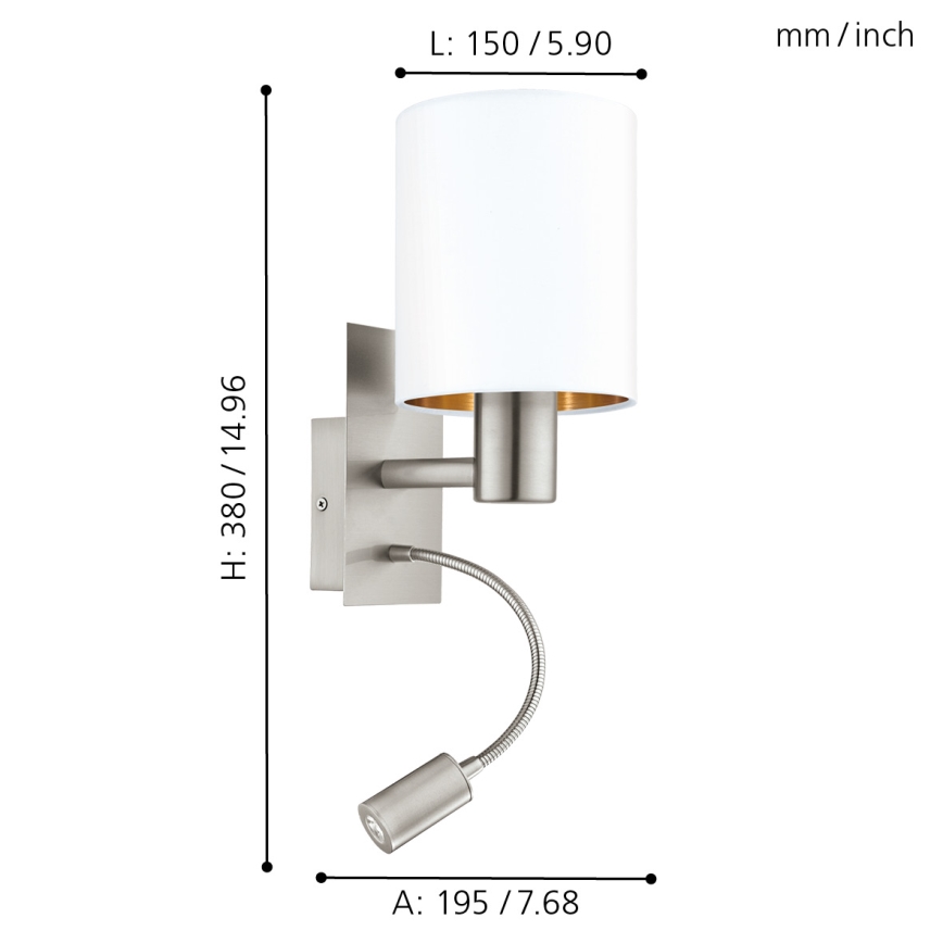 Eglo - LED Fleksibilna svetilka 1xE27/40W+LED/3,8W bela