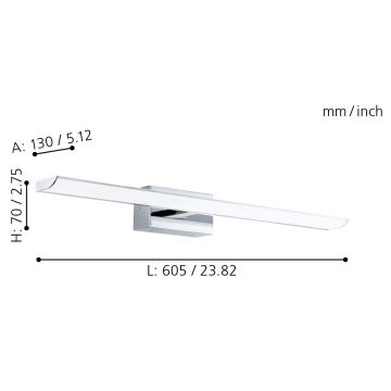 Eglo - LED RGB Zatemnitvena kopalniška osvetlitev LED/15,6W/230V IP44 + Daljinski upravljalnik