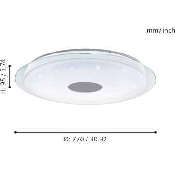 Eglo - LED RGB Zatemnitvena stropna svetilka LANCIANO-C LED/53W/230V + Daljinski upravljalnik