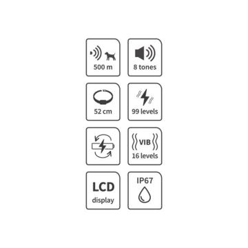 Električna ovratnica za šolanje psov 52cm 500m 3,7V IP67