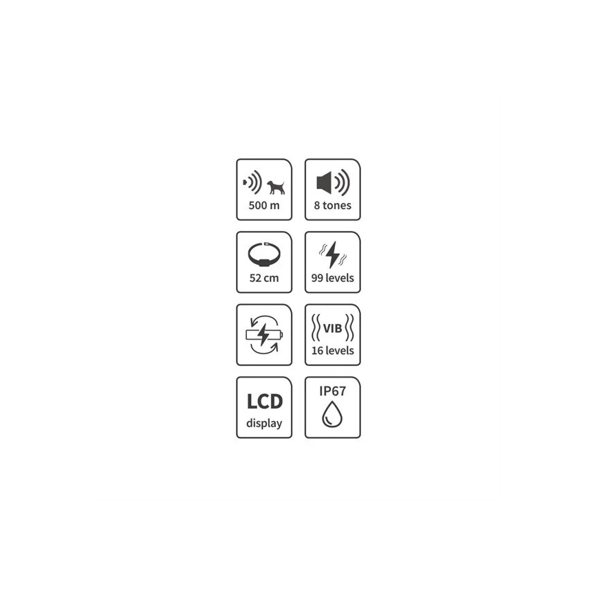 Električna ovratnica za šolanje psov 52cm 500m 3,7V IP67