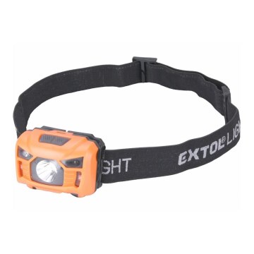 Extol - LED Polnilna naglavna svetilka s senzorjem LED/3W/1200 mAh/3,7V oranžna/črna