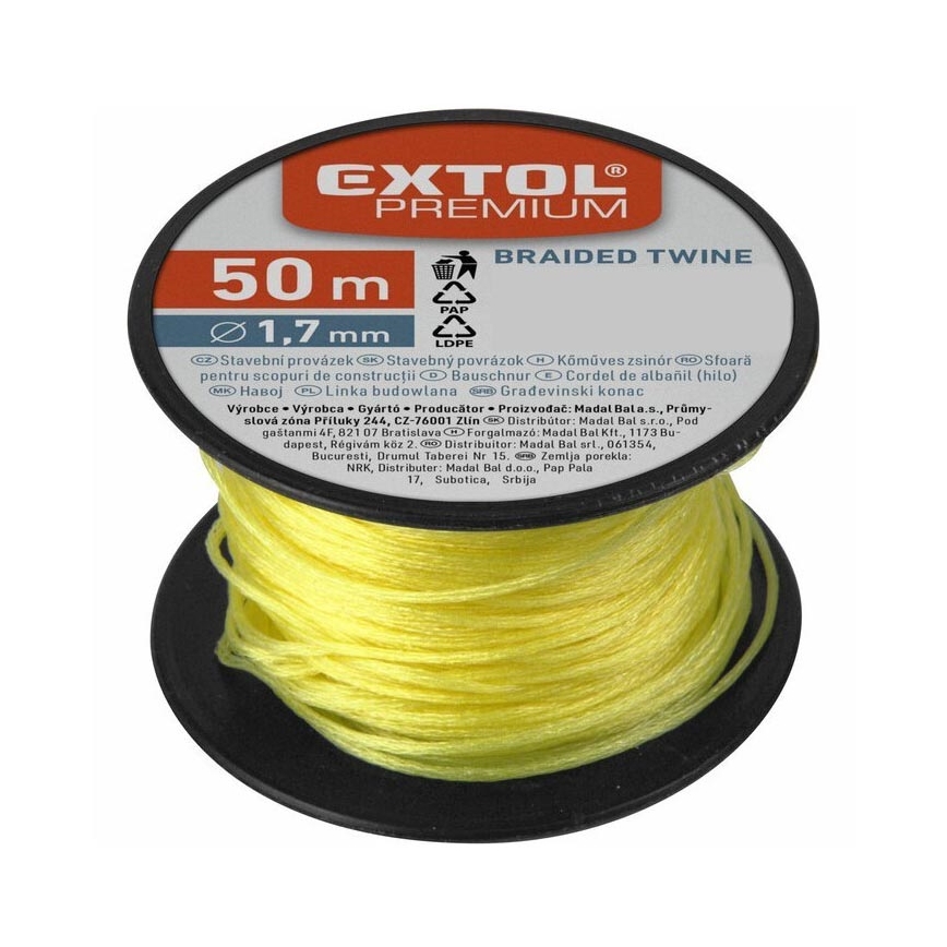 Extol Premium - Vrv 1,7mm x 50m rumena