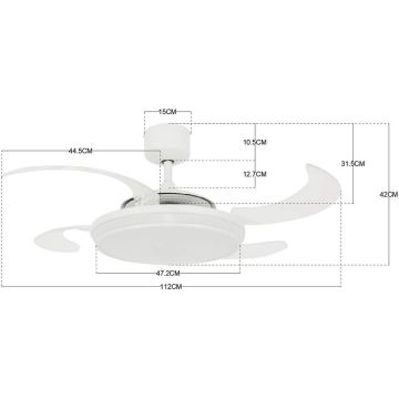 FANAWAY 211035 - LED Stropni ventilator EVO1 LED/40W/230V bela + Daljinski upravljalnik