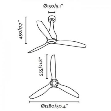 FARO 32028 - Stropni ventilator MINI ETERFAN črna pr. 128 cm + Daljinski upravljalnik