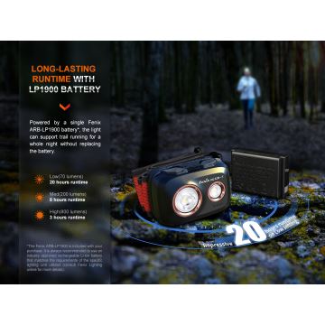 Fenix HL32RTBLCK - LED Polnilna naglavna svetilka LED/USB IP66 800 lm 300 h črna/oranža