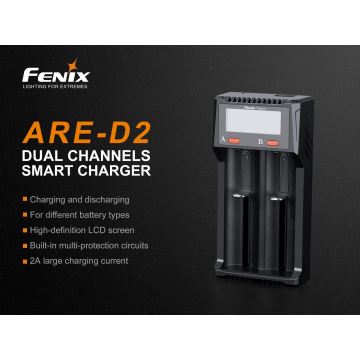 Fenix ​​FENARED2 - Polnilec baterij 2xLi-ion/AAA/AA/C 5V