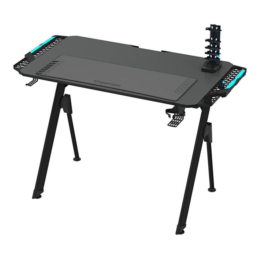 Gaming miza FALCON z LED RGB osvetlitvijo 116x60 cm črna