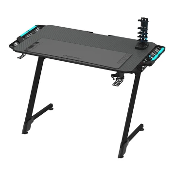 Gaming miza SNAKE z LED RGB osvetlitvijo 100x60 cm črna