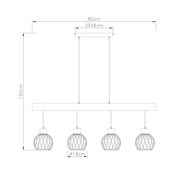 Globo - Lestenec na vrvici 4xE27/15W/230V