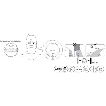 Globo - LED Solarna svetilka LED/0,02W/1,2V 1800K IP44