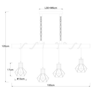 Globo - Lestenec na vrvici 4xE27/60W/230V