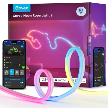 Govee - Neon 2 MATTER upogljiv LED trak 3m RGBIC Wi-Fi IP67