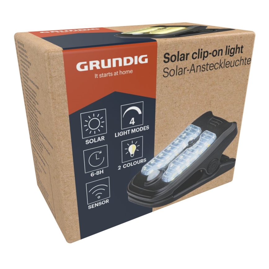 Grundig - LED Solarna svetilka s senzorjem CLIP-ON LED/4W/3,7V IP44