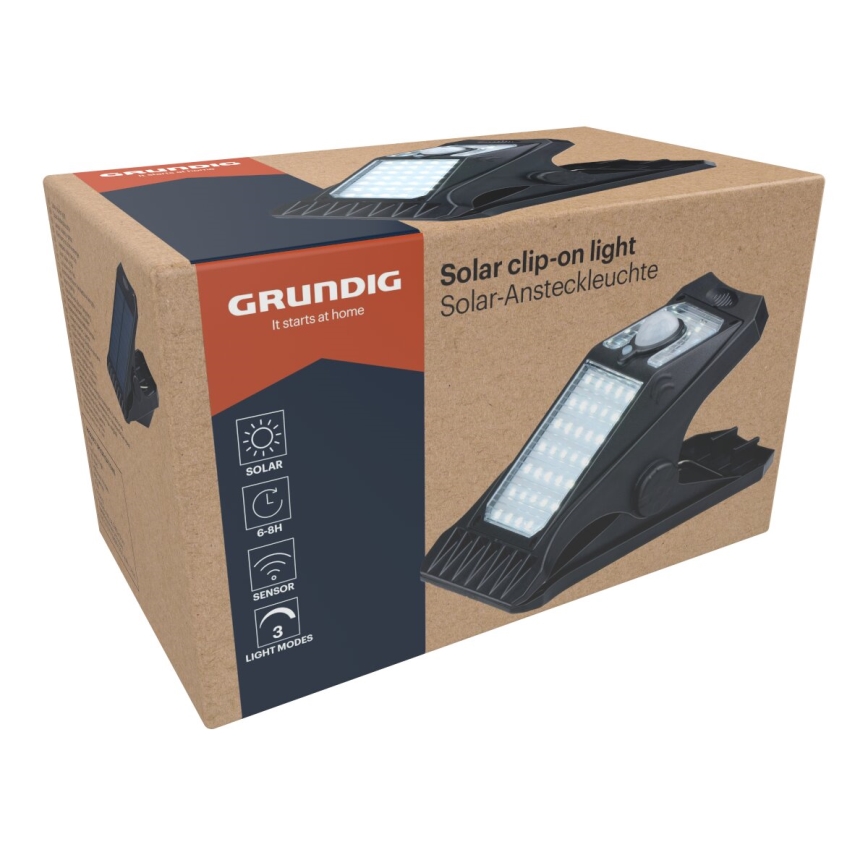 Grundig - LED Solarna svetilka s senzorjem CLIP-ON LED/9W/3,7V IP44