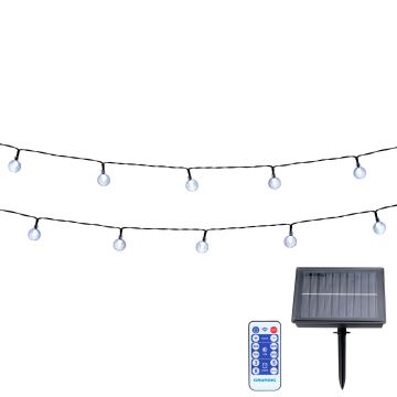 Grundig - LED Zatemnitvena solarna veriga 50xLED/8 funkcij 9,35m topla bela + Daljinski upravljalnik