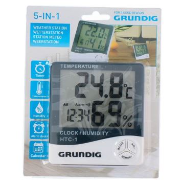 Grundig - Vremenska postaja z alarmom 1xAAA