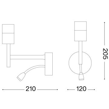 Ideal Lux - LED Fleksibilna svetilka z nosilcem SET UP 1xE27/42W+LED/3W/230V USB krom