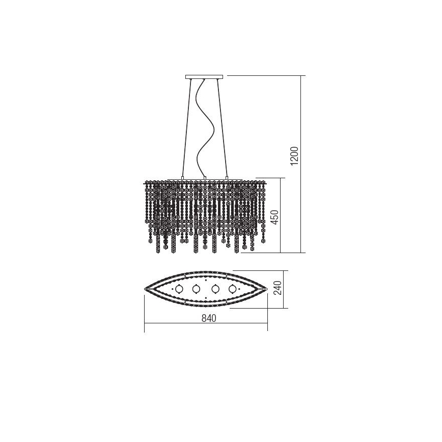 Incanti ITV POV4 10 60 - Kristalni lestenec na vrvici TREVI 4xGU10/50W/230V