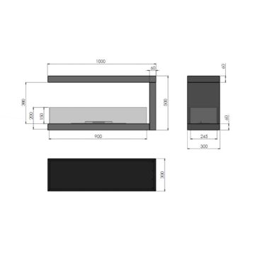 InFire - Kotni BIO kamin 100x50 cm 3kW bifacial